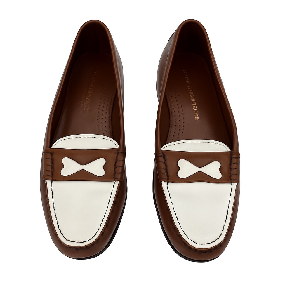 Bass x Rachel Antonoff Weejuns reddish brown and white loafers *GUC* size 10